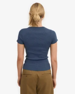 Organic Rib T-Shirt - Petrol Blue