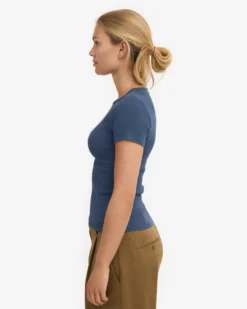 Organic Rib T-Shirt - Petrol Blue