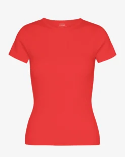 Organic Rib T-Shirt - Red Tangerine