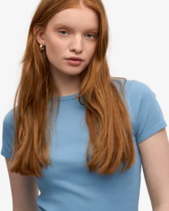 Organic Rib T-Shirt - Seaside Blue