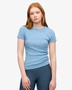 Organic Rib T-Shirt - Seaside Blue