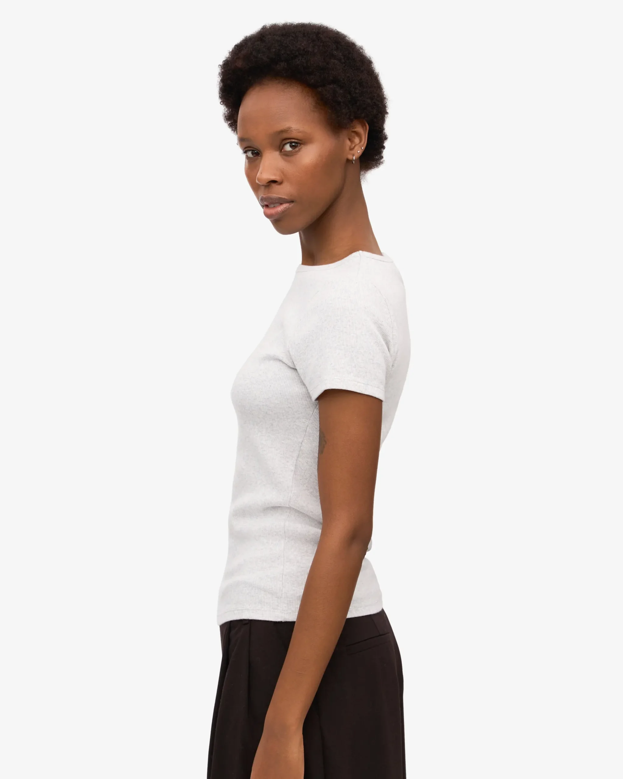 Organic Rib T-Shirt - Snow Melange