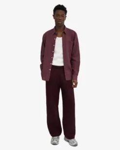 Organic Straight Leg Sweatpants - Oxblood Red