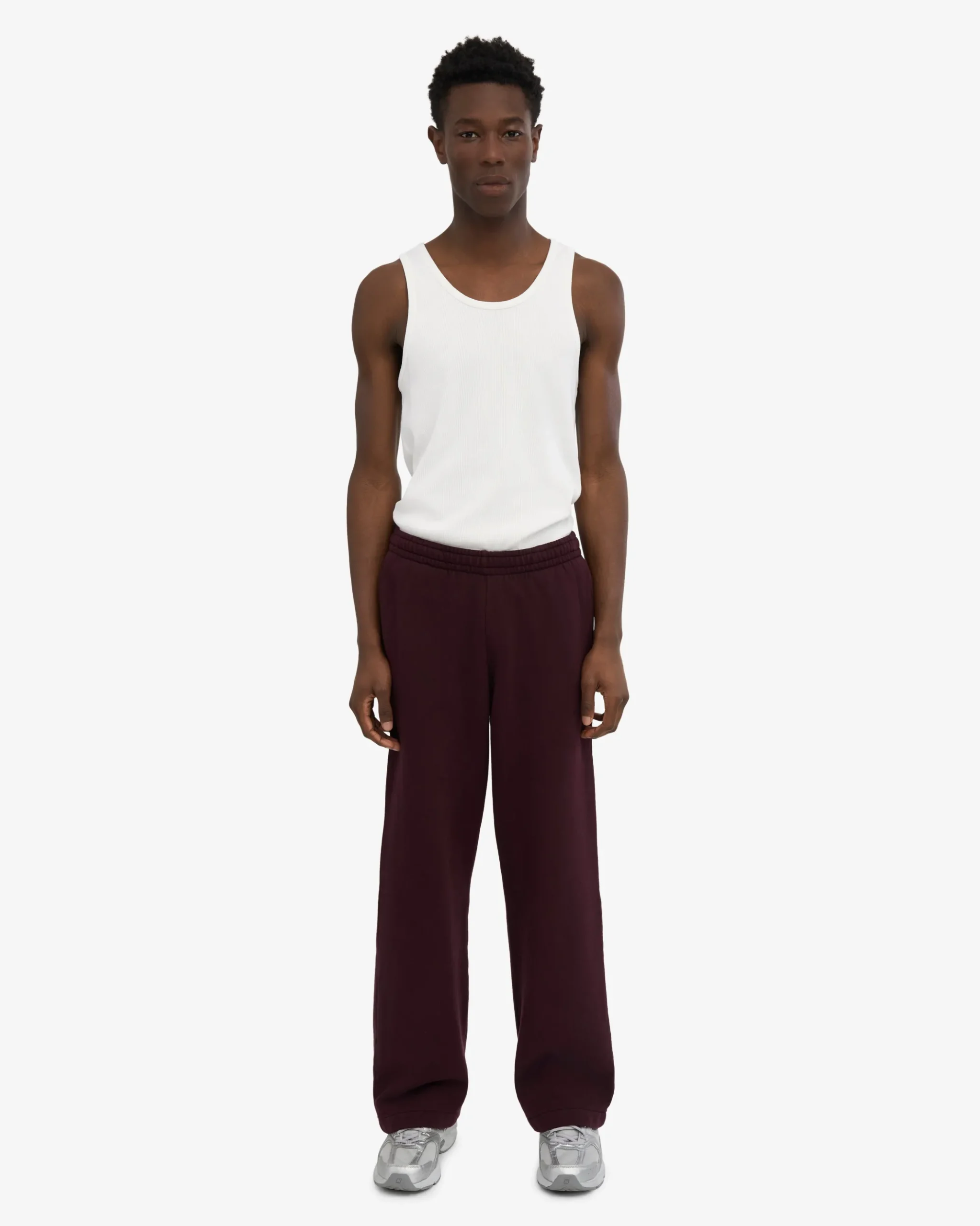 Organic Straight Leg Sweatpants - Oxblood Red