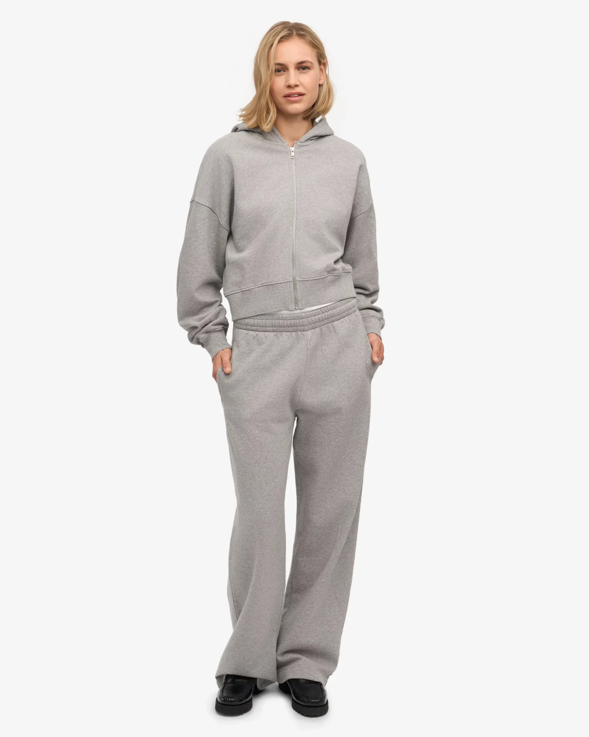 Organic Straight Leg Sweatpants - Heather Grey