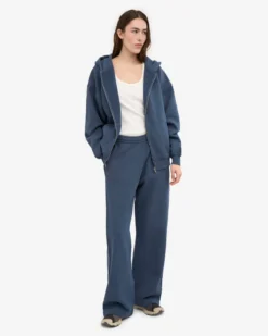 Organic Straight Leg Sweatpants - Petrol Blue