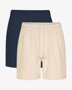 Organic Twill Shorts - Navy Blue & Ivory White (2-Pack)