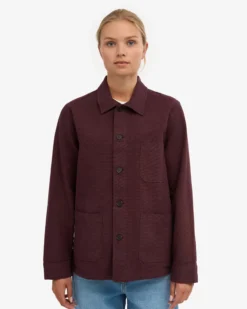 Organic Workwear Jacket - Oxblood Red