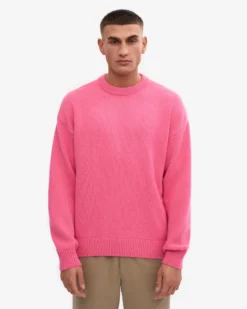 Oversized Merino Wool Crew - Bubblegum Pink