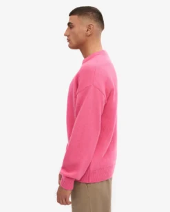 Oversized Merino Wool Crew - Bubblegum Pink