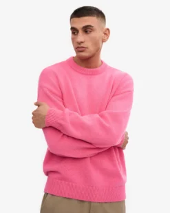 Oversized Merino Wool Crew - Bubblegum Pink