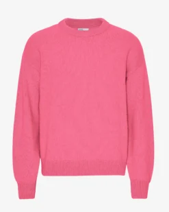 Oversized Merino Wool Crew - Bubblegum Pink