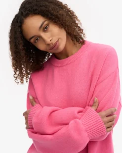 Oversized Merino Wool Crew - Bubblegum Pink