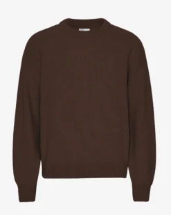 Oversized Merino Wool Crew - Coffee Brown