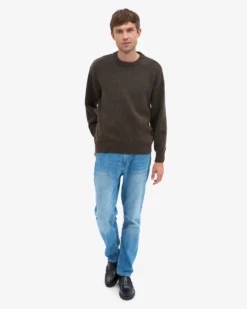 Oversized Merino Wool Crew - Coffee Brown
