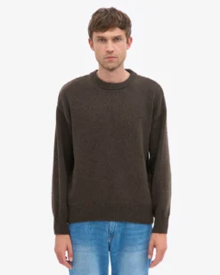 Oversized Merino Wool Crew - Coffee Brown