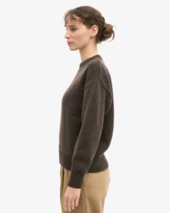 Oversized Merino Wool Crew - Coffee Brown
