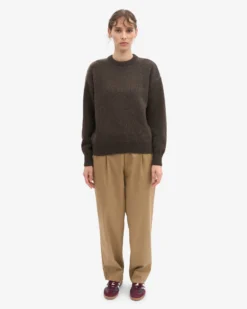Oversized Merino Wool Crew - Coffee Brown