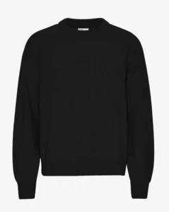 Oversized Merino Wool Crew - Deep Black