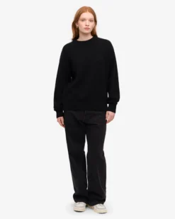 Oversized Merino Wool Crew - Deep Black