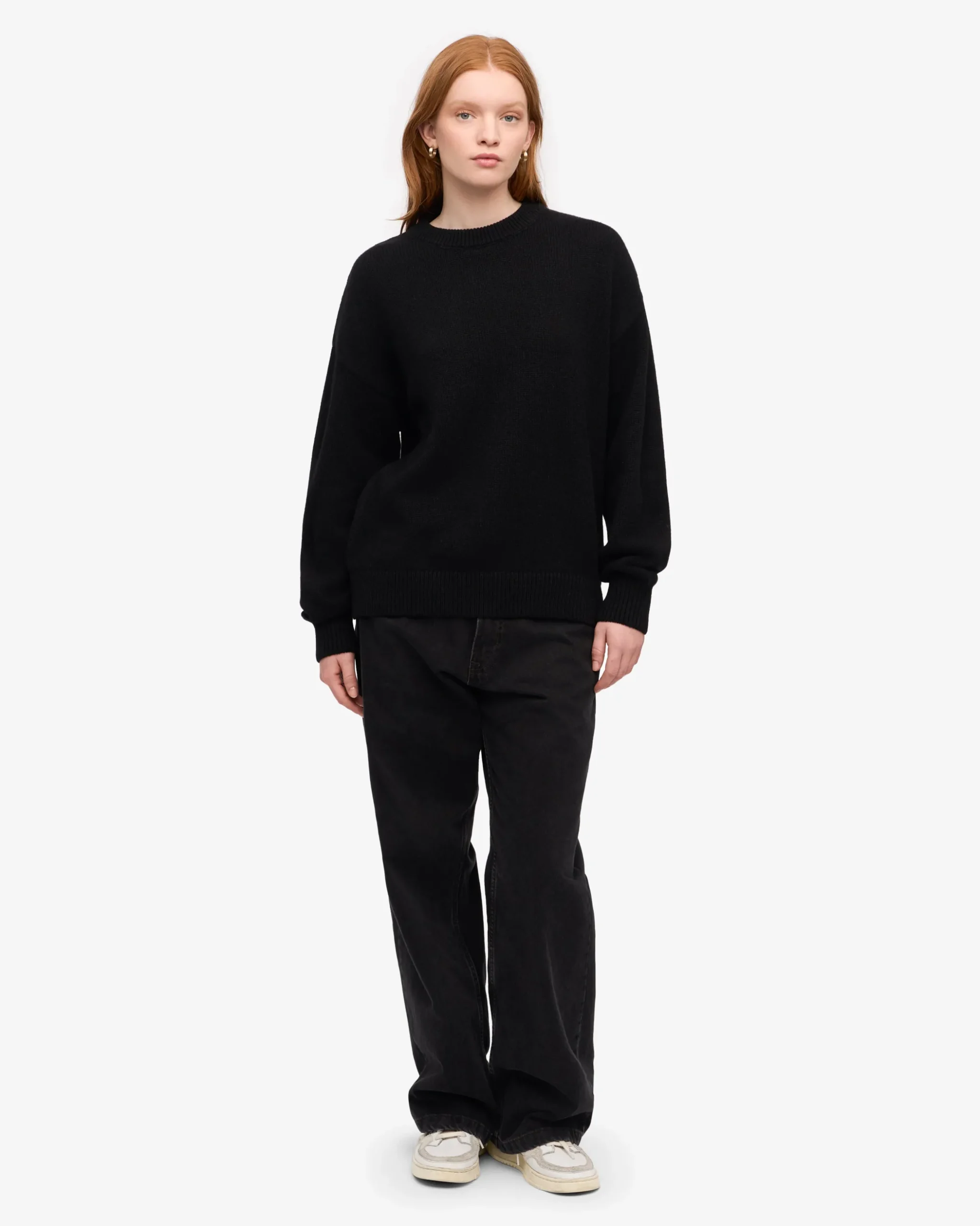 Oversized Merino Wool Crew - Deep Black