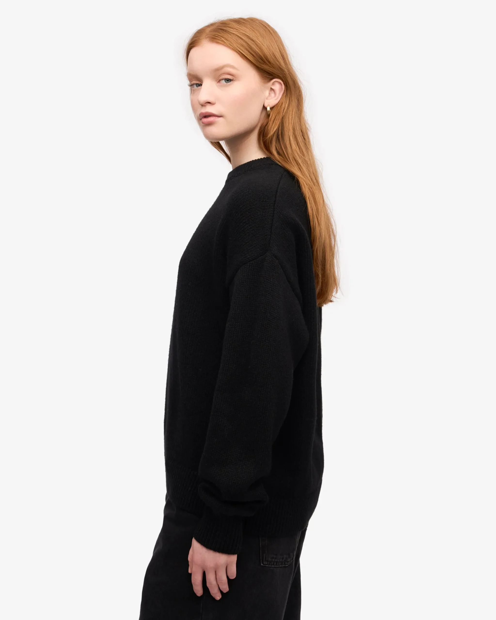 Oversized Merino Wool Crew - Deep Black