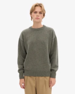Oversized Merino Wool Crew - Dusty Olive
