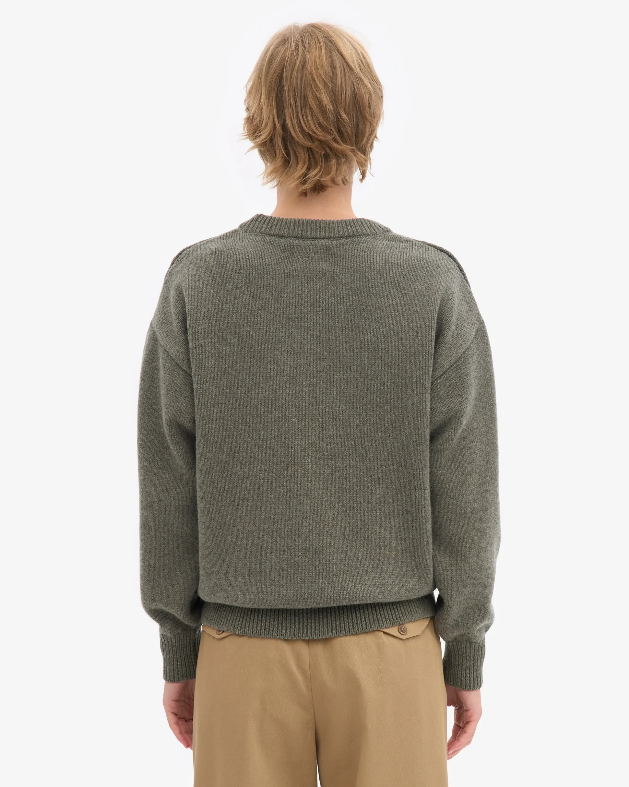 Oversized Merino Wool Crew - Dusty Olive