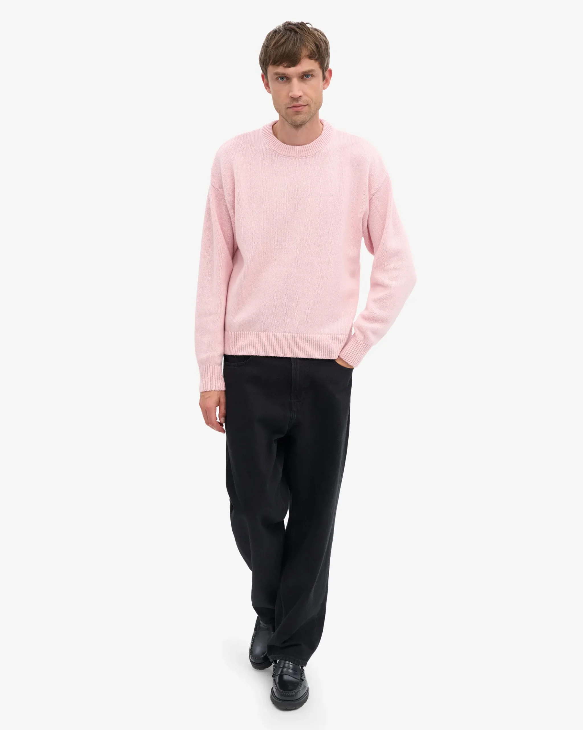 Oversized Merino Wool Crew - Faded Pink