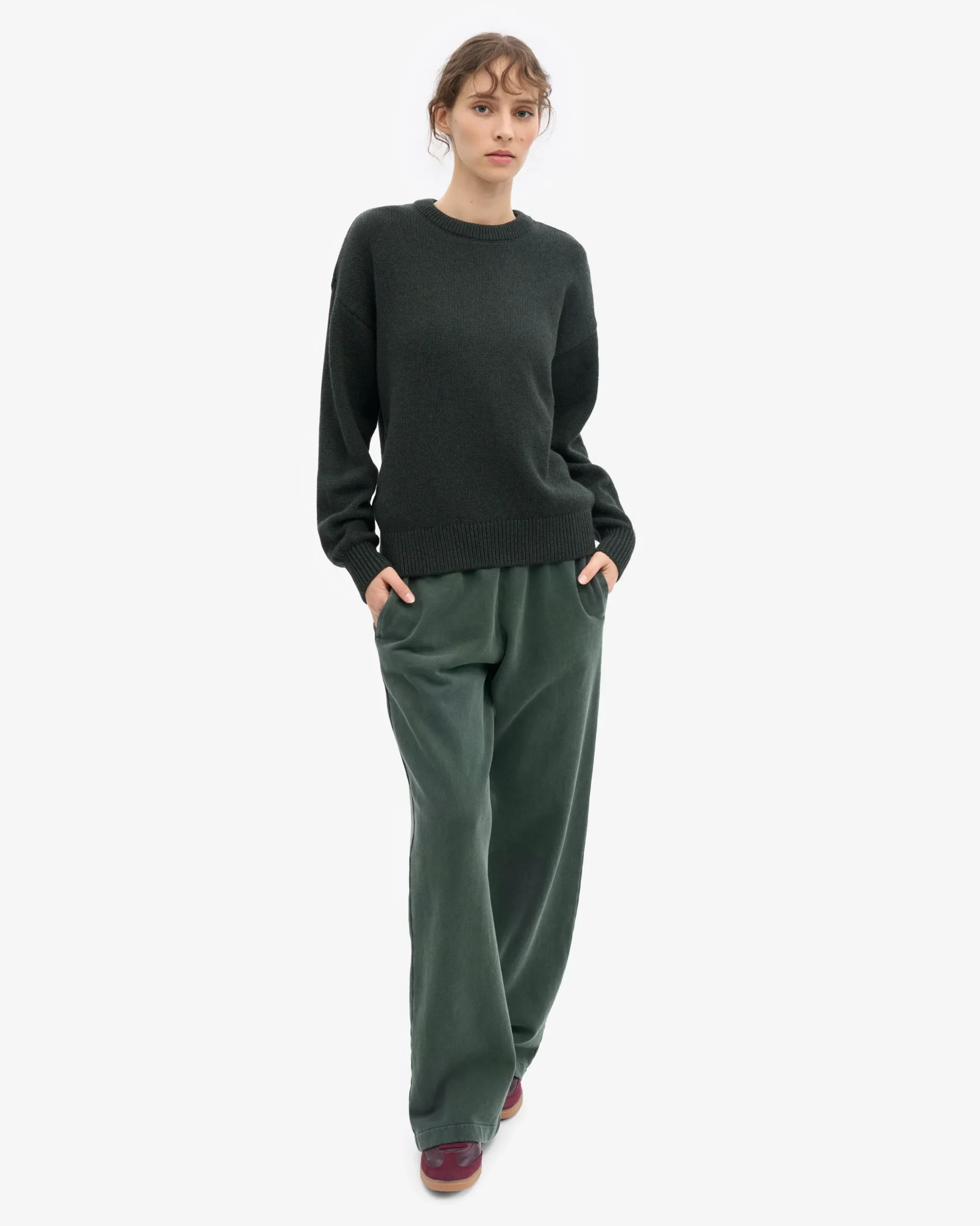Oversized Merino Wool Crew - Hunter Green