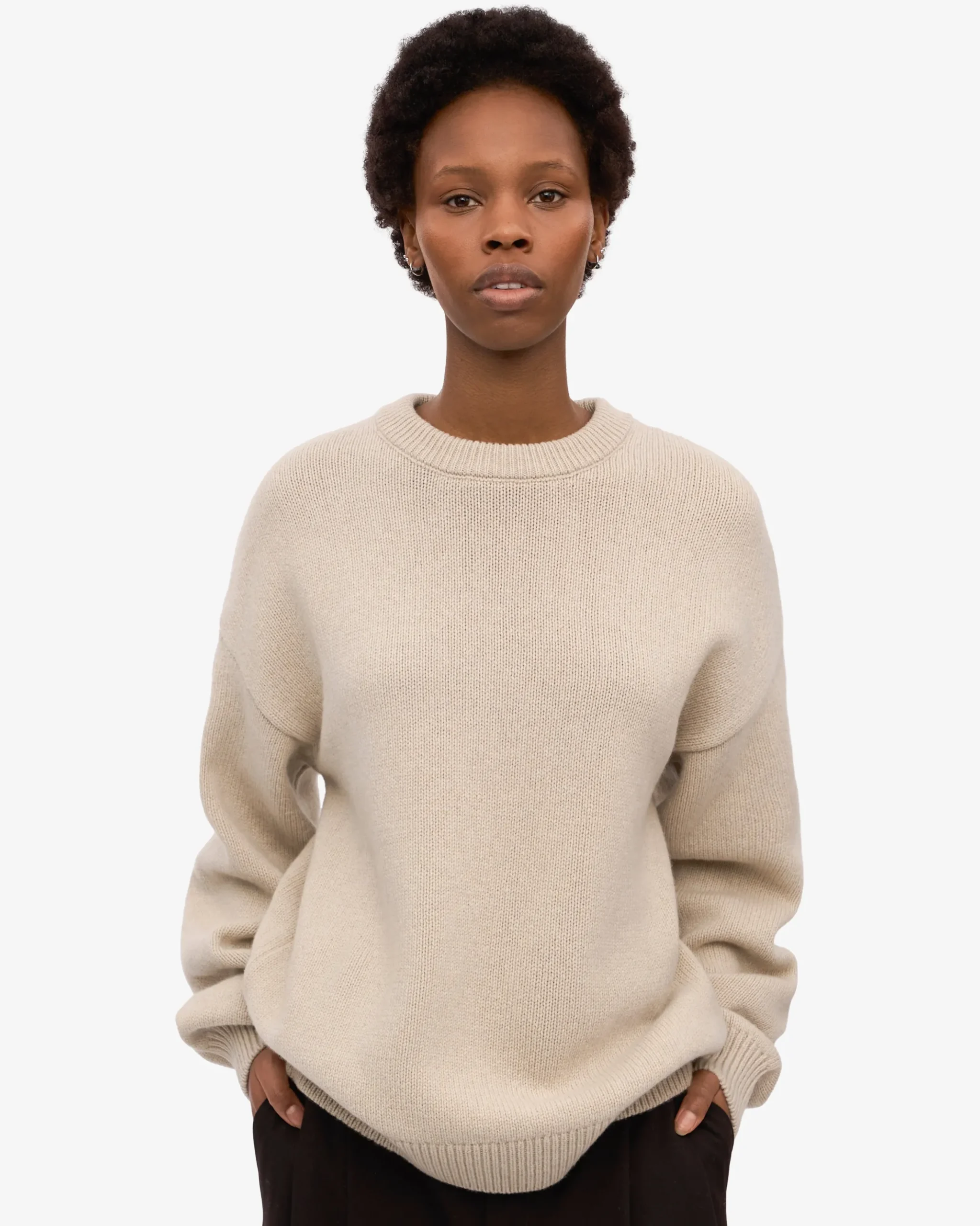 Oversized Merino Wool Crew - Ivory White