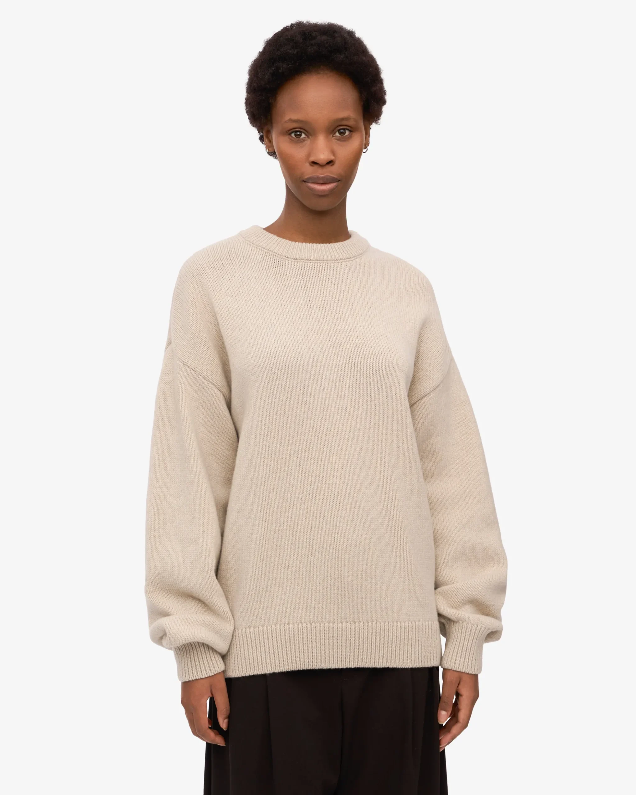 Oversized Merino Wool Crew - Ivory White