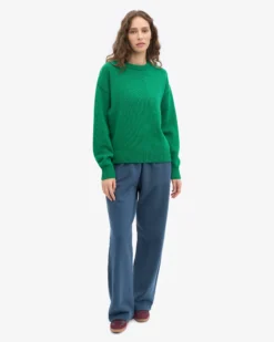 Oversized Merino Wool Crew - Kelly Green