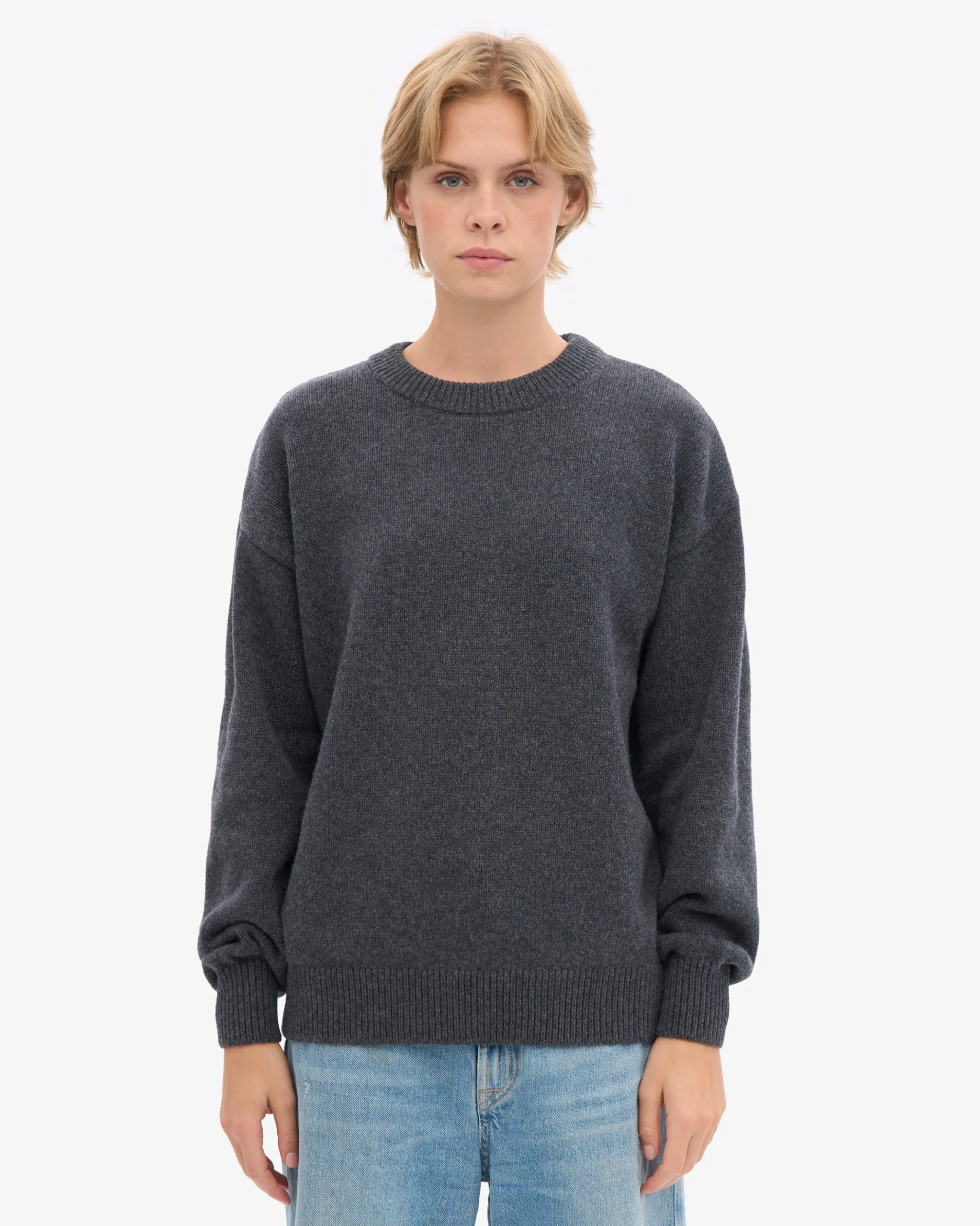 Oversized Merino Wool Crew - Lava Grey
