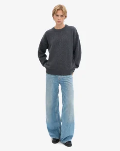 Oversized Merino Wool Crew - Lava Grey