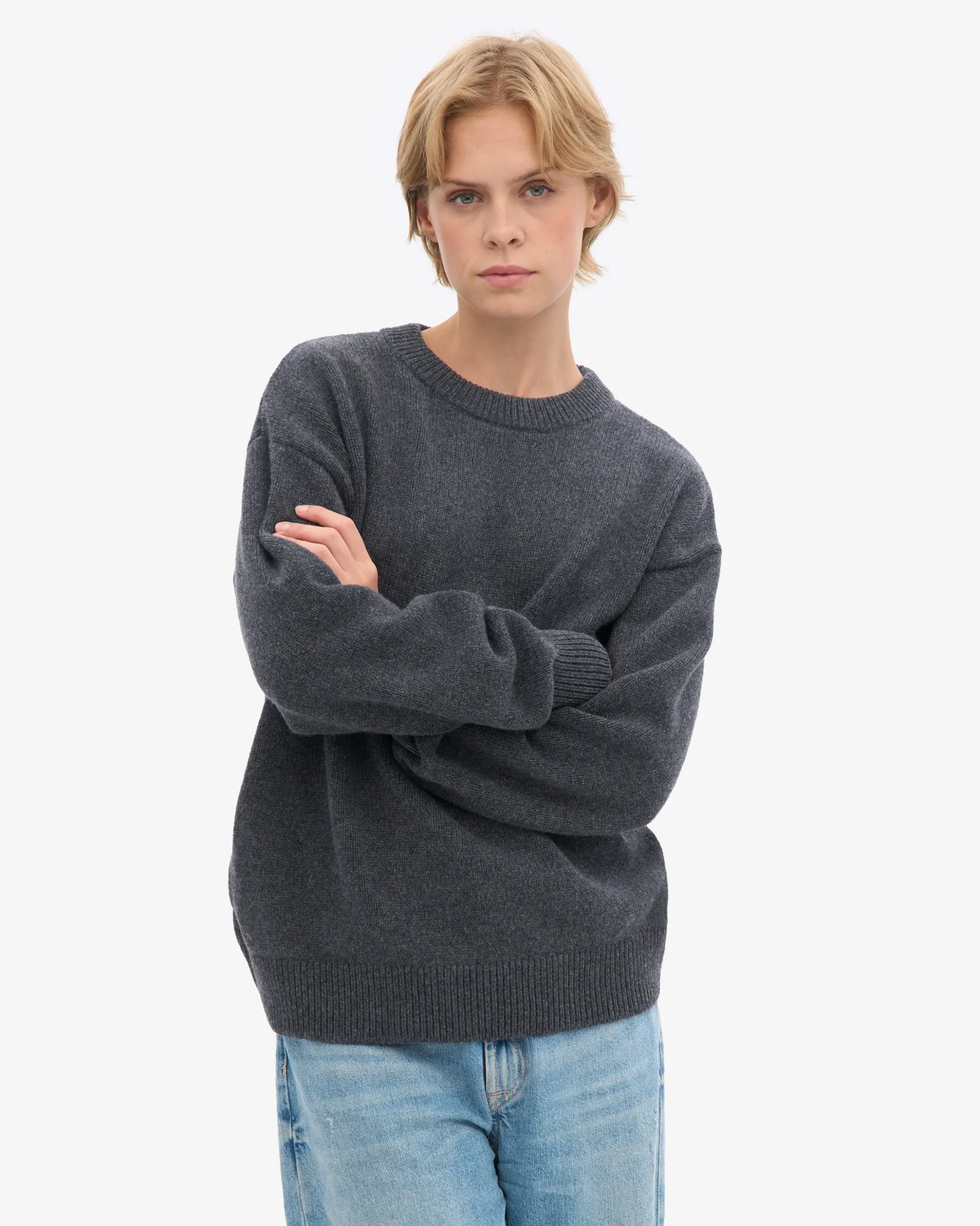 Oversized Merino Wool Crew - Lava Grey
