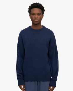 Oversized Merino Wool Crew - Marine Blue