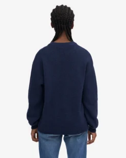 Oversized Merino Wool Crew - Marine Blue