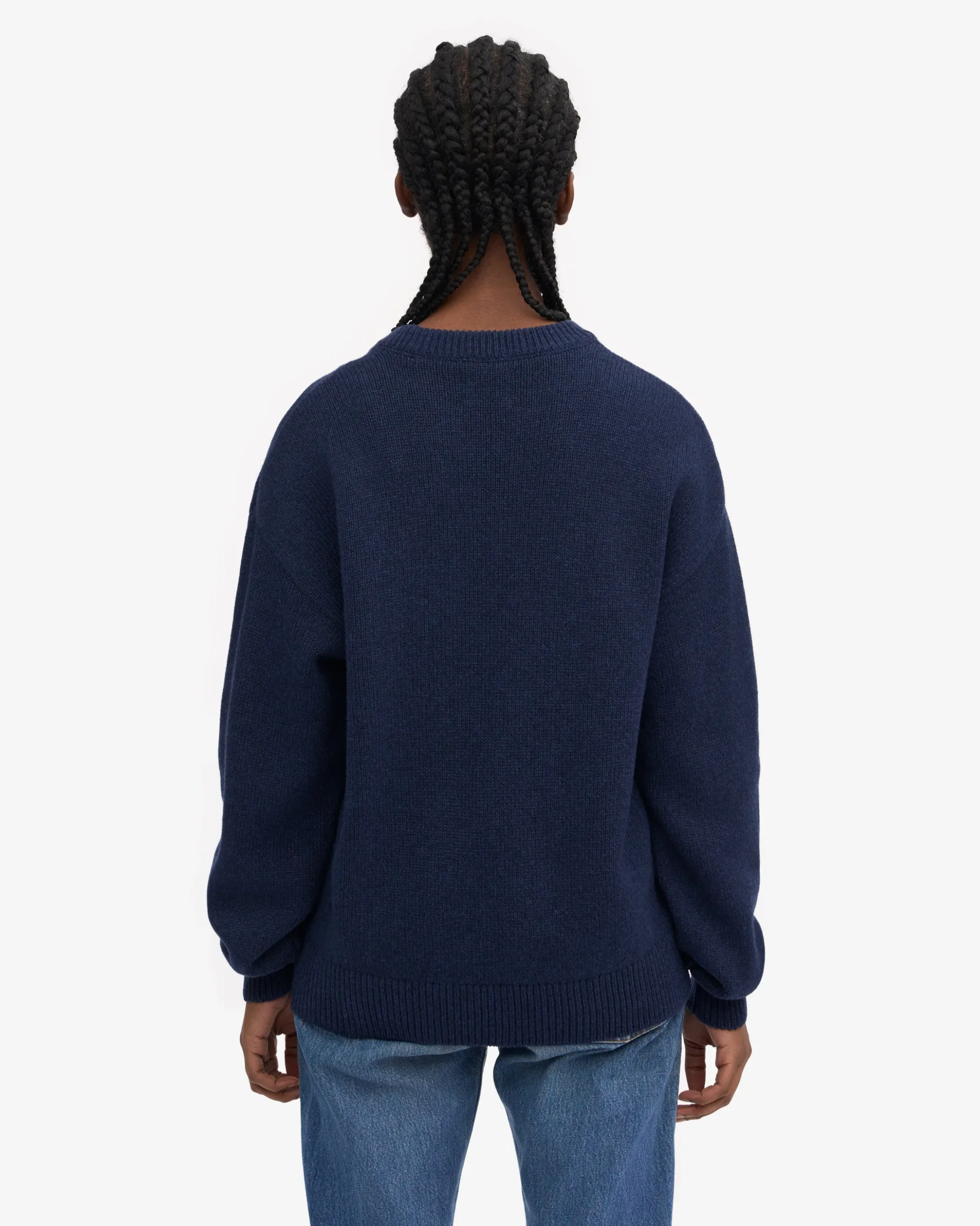 Oversized Merino Wool Crew - Marine Blue