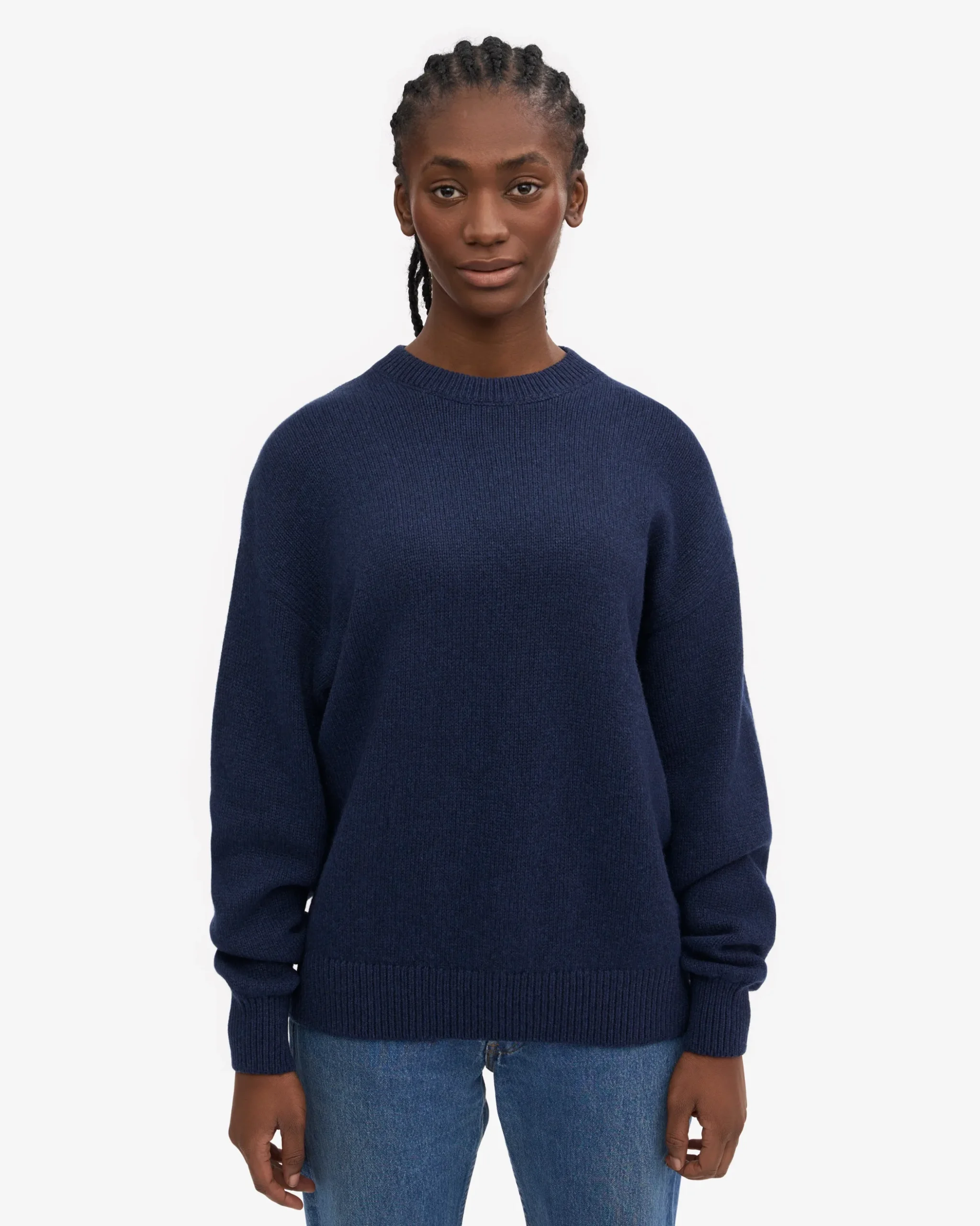 Oversized Merino Wool Crew - Marine Blue