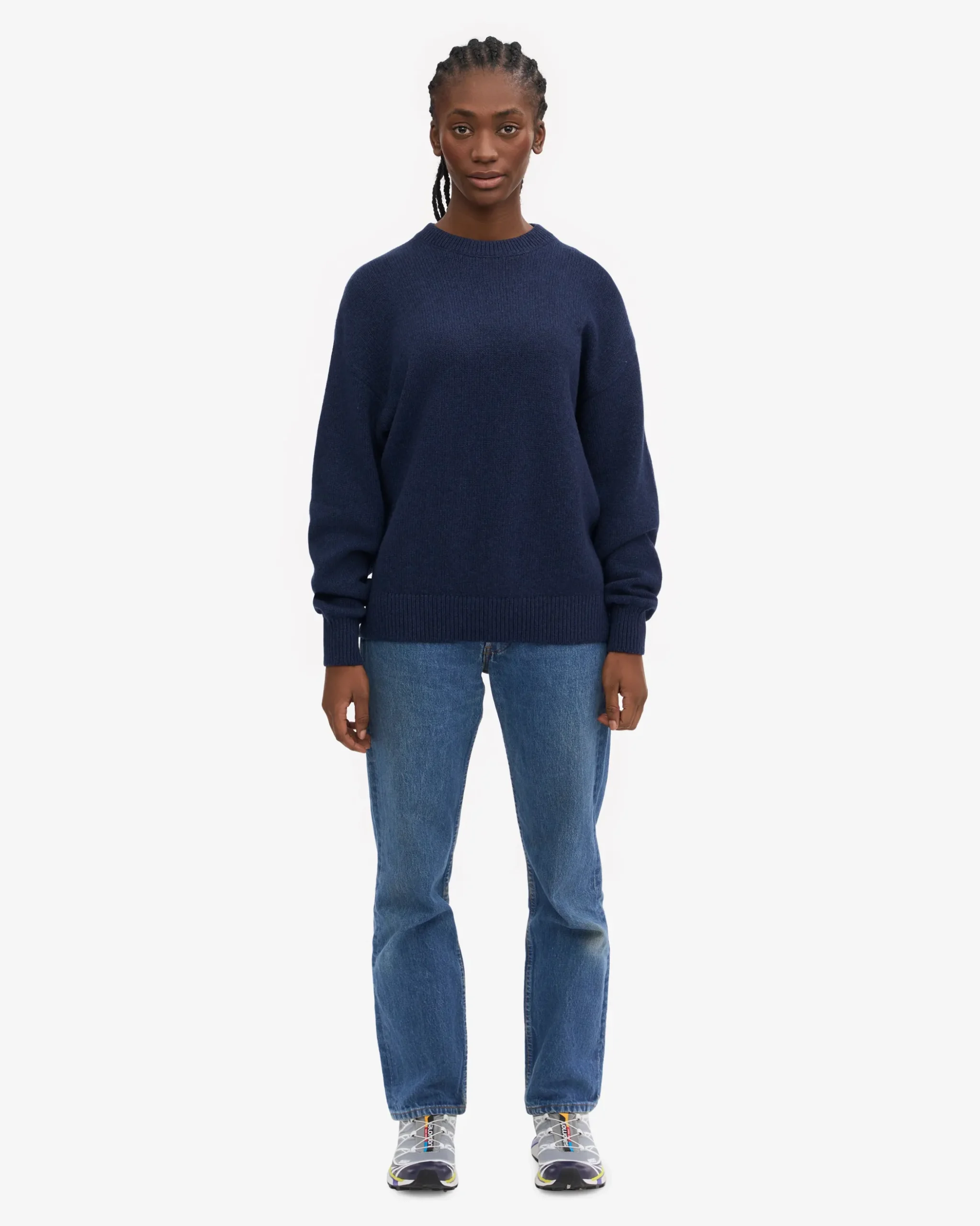 Oversized Merino Wool Crew - Marine Blue
