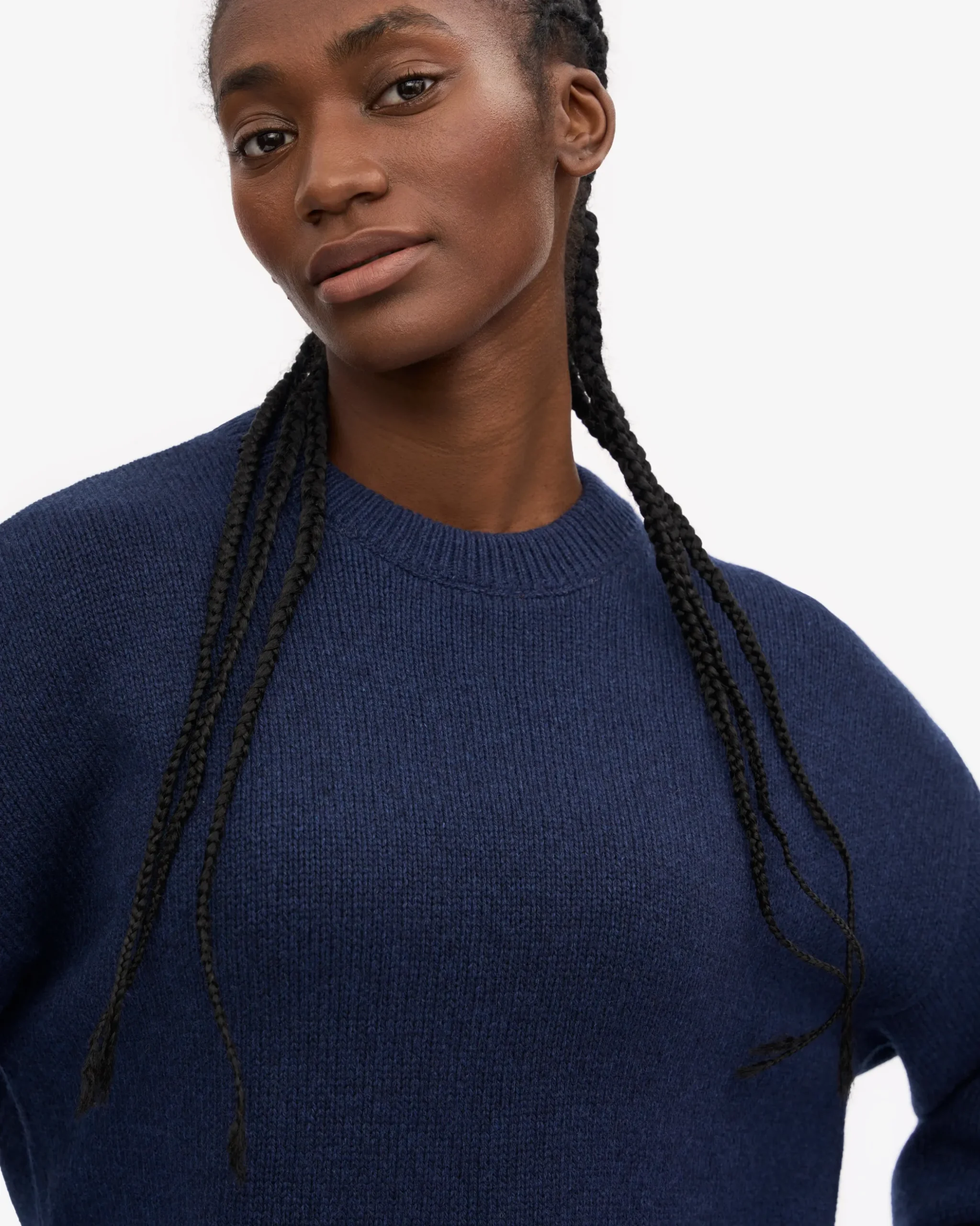 Oversized Merino Wool Crew - Marine Blue