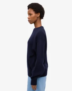Oversized Merino Wool Crew - Navy Blue