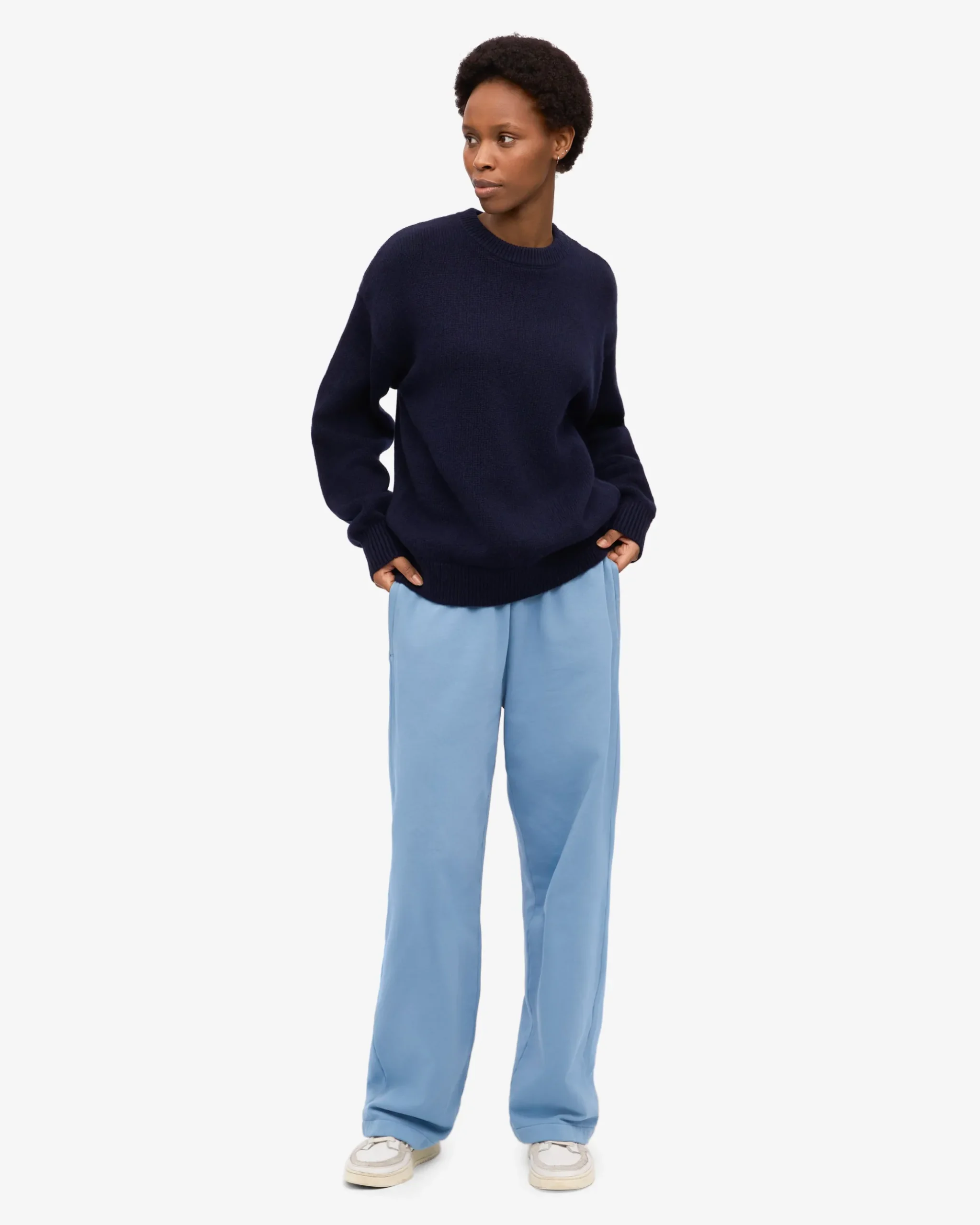 Oversized Merino Wool Crew - Navy Blue