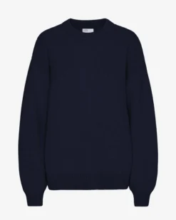 Oversized Merino Wool Crew - Navy Blue