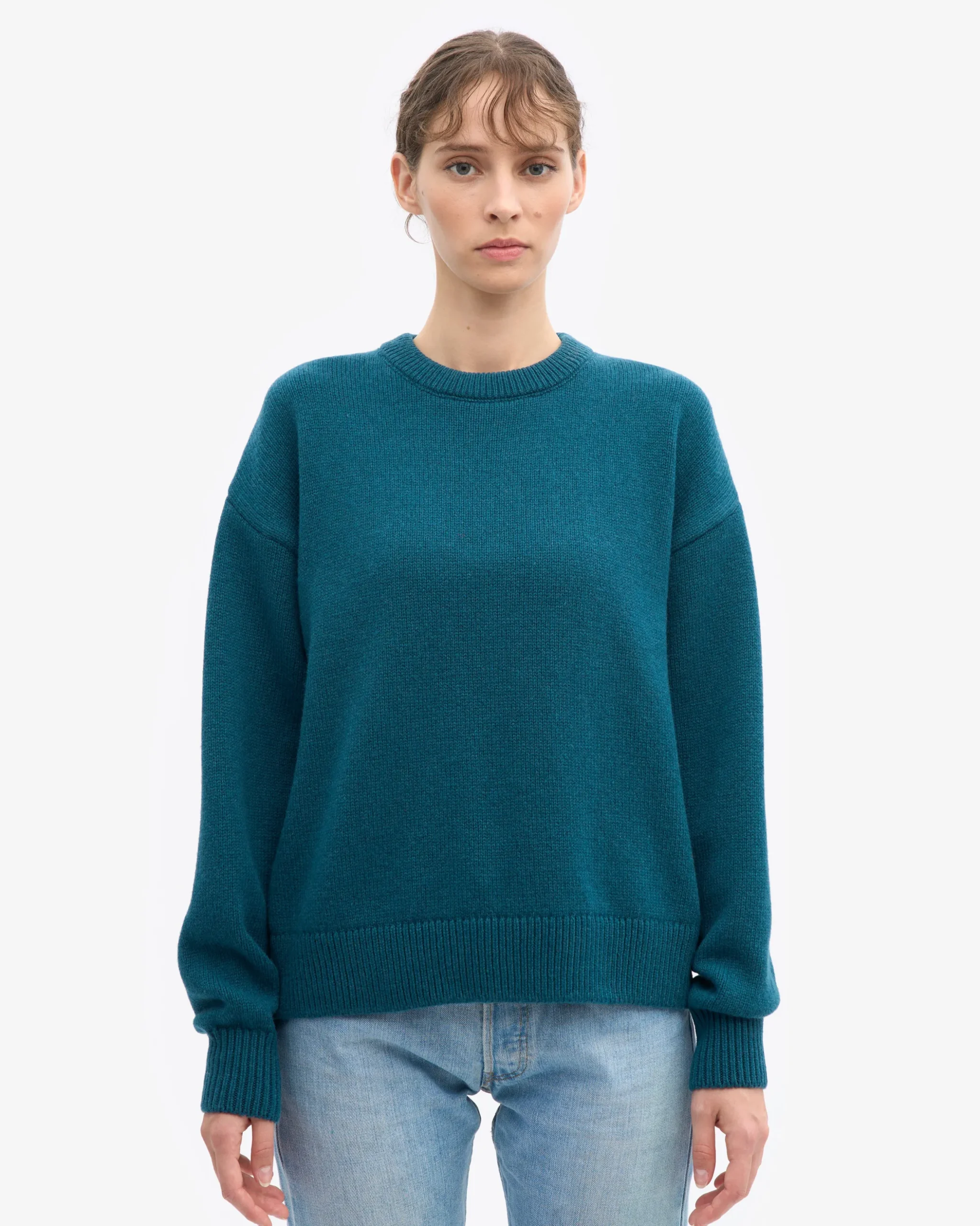 Oversized Merino Wool Crew - Ocean Green