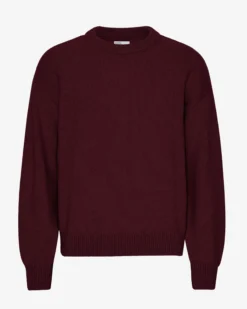 Oversized Merino Wool Crew - Oxblood Red