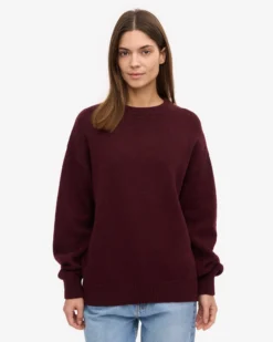 Oversized Merino Wool Crew - Oxblood Red