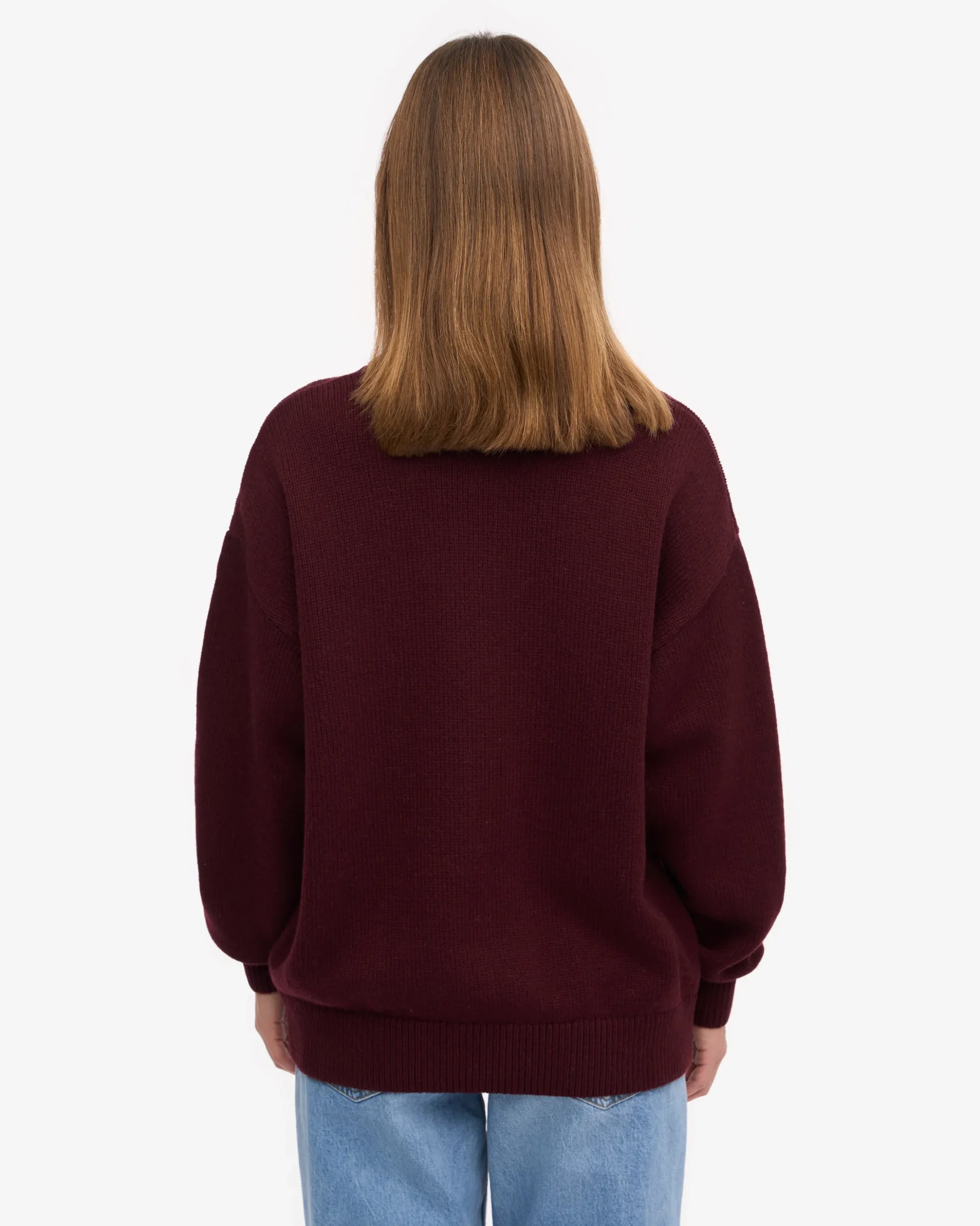 Oversized Merino Wool Crew - Oxblood Red