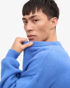 Oversized Merino Wool Crew - Pacific Blue